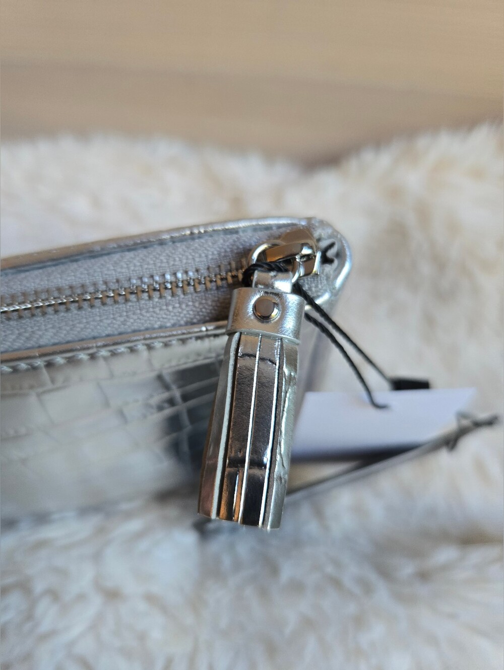 NWT MZ Wallace LEATHER Silver Croc Medium Luna Cosmetic - Picture 6 of 8
